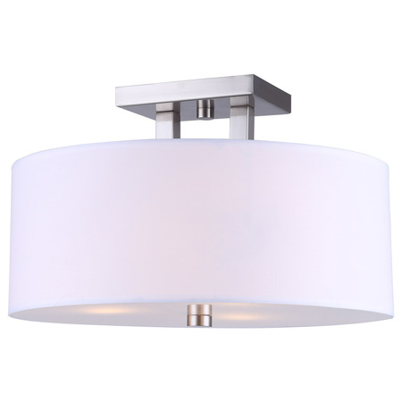 CANARM River, Isf578A03Bn, 3 Lt Semi-Flush Mount, White Fabric Shade + Glass ISF578A03BN